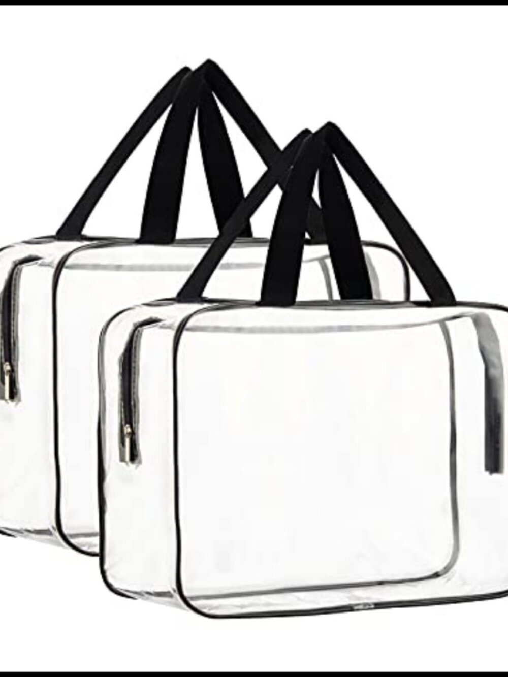 2-Piece Clear PVC Cosmetic Organizer Tote Bags Waterproof Zip Travel Makeup